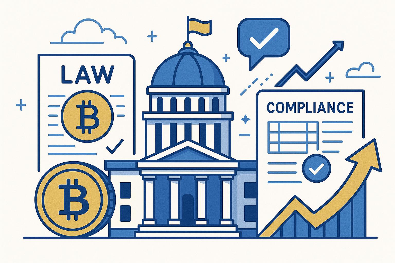Illustration showing an improving regulatory landscape for crypto.