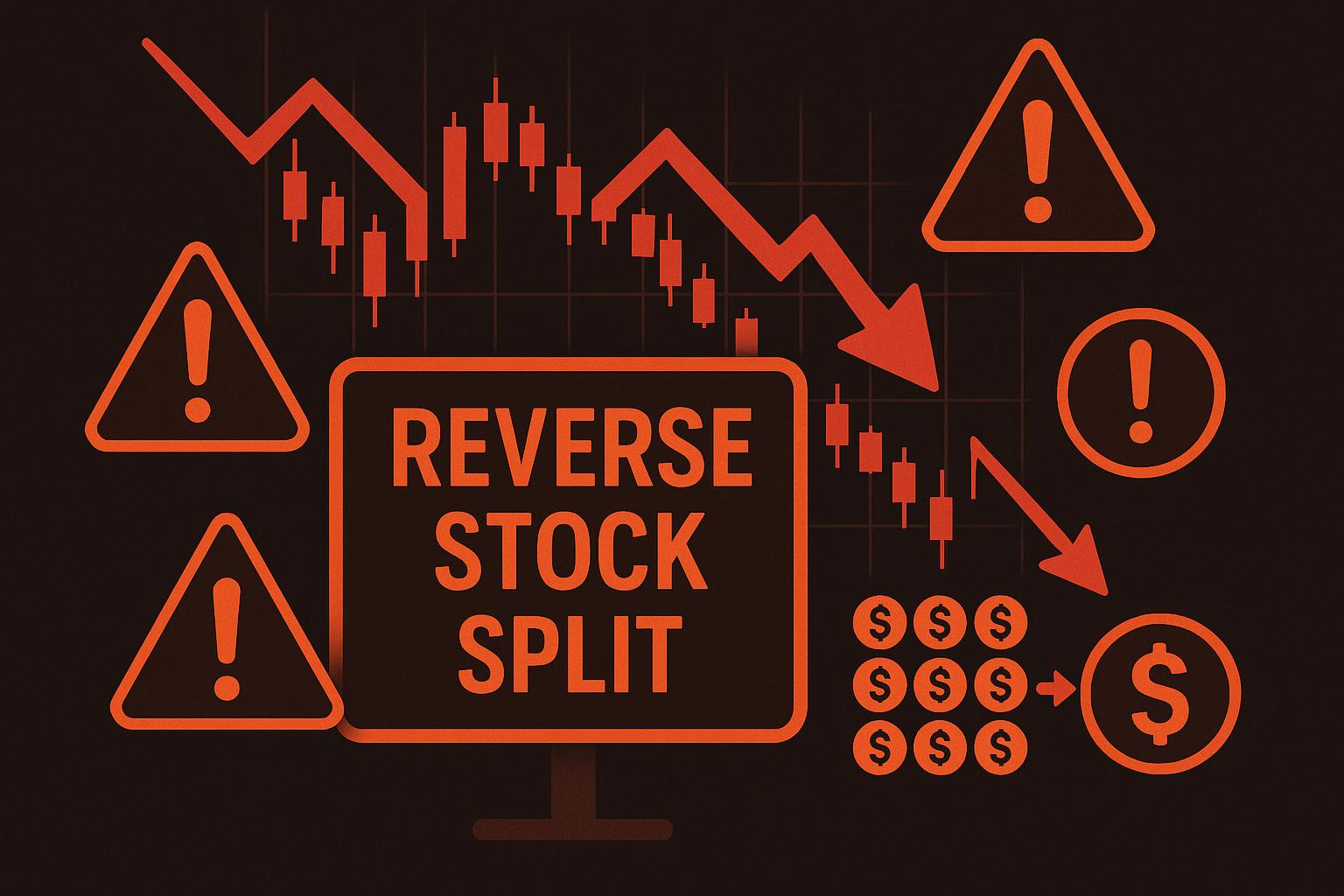 Illustration showing a reverse stock split as a warning sign.