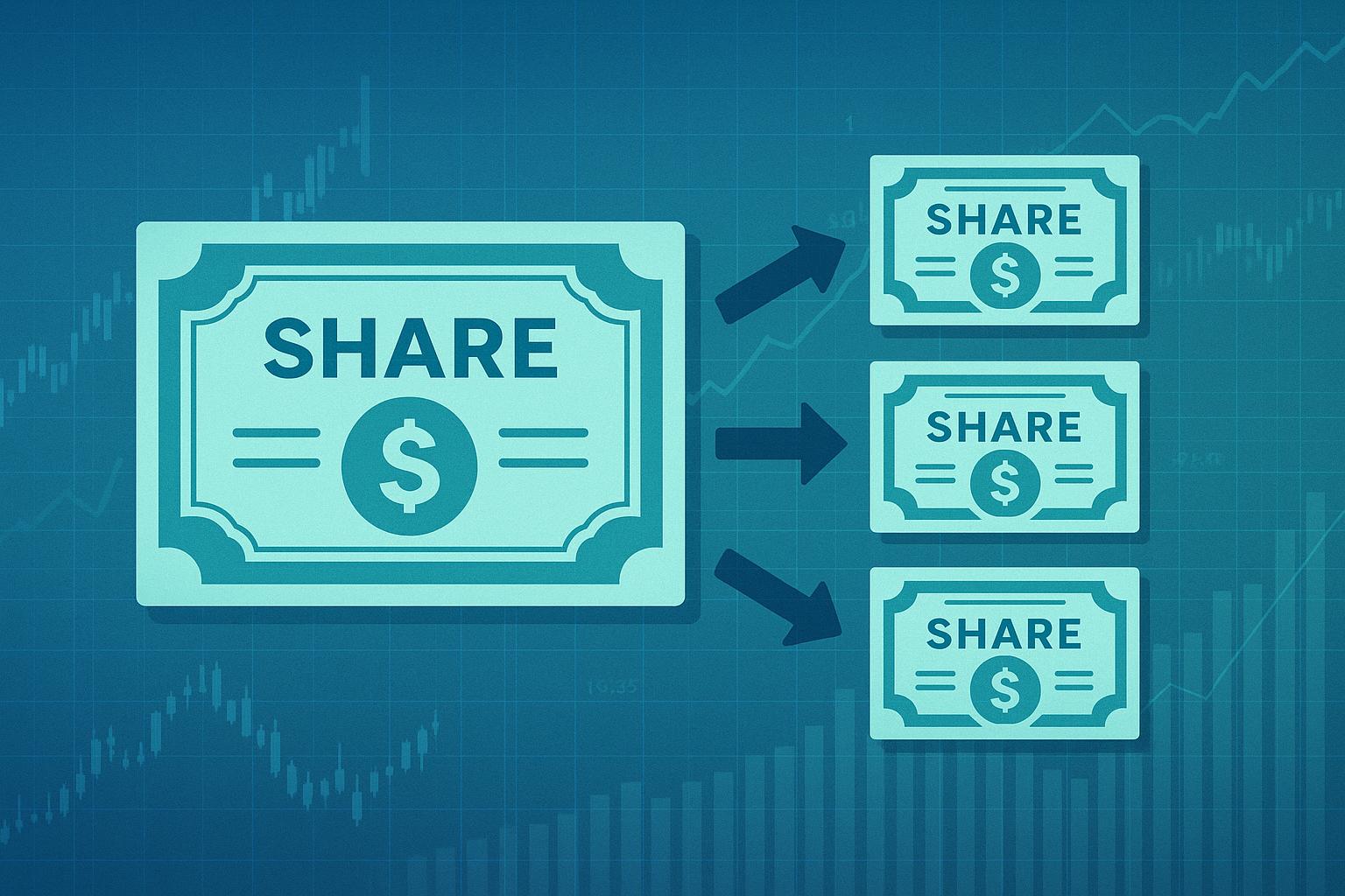 Infographic explaining how a 2-for-1 stock split works.